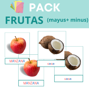 Pack mayúsculas y minúsculas tarjetas de nomenclatura frutas autismo